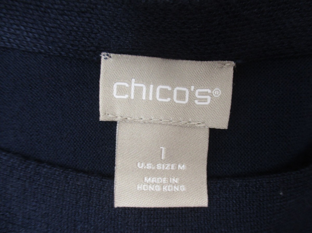 CHICO'S Size M Womens Blue Stretch Round Neck Long Sleeve Knit