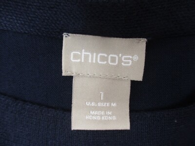 CHICO'S Size M Womens Blue Stretch Round Neck Long Sleeve Knit