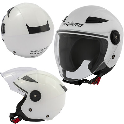 Jethelm Motorrad City Langvisier Roller ECE 22 zertifiziert weiß