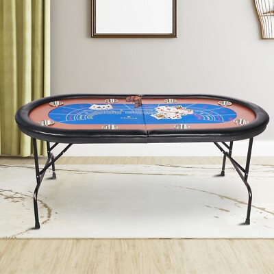 Upgraded Poker Table 8 Players Felt Drink Holders Casino Texas Blackjack Game