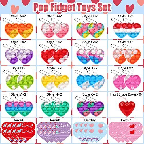 30Pcs Kids Valentines Day Gifts for Classroom - Valentine Prefilled Hearts - Picture 4 of 8