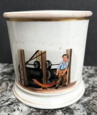  EARLY OCCUPATIONAL SHAVING MUG  LEATHER TANNER  VERY RARE OCCUPATION  