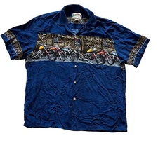 Vintage Paradise Found Men’s XL Short Sleeve Hawaiian Shirt Motorcycle Biker Bar