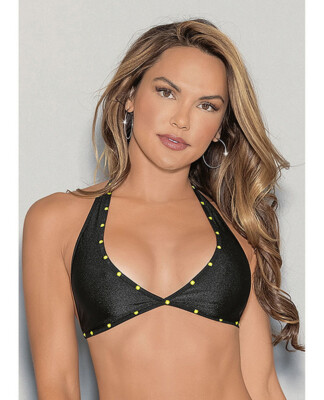 Tri Bra Black Dancewear Glow Stones Black Light GoGo Club Brassiere O/S Rave Bra