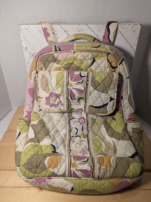 Vera Bradley Backpack Purse Purple, Green, Plum Adjustable Strap School  Travel