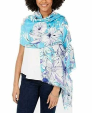 INC International Concepts Women One Size Sketched Flower-Print Pashmina Scarf