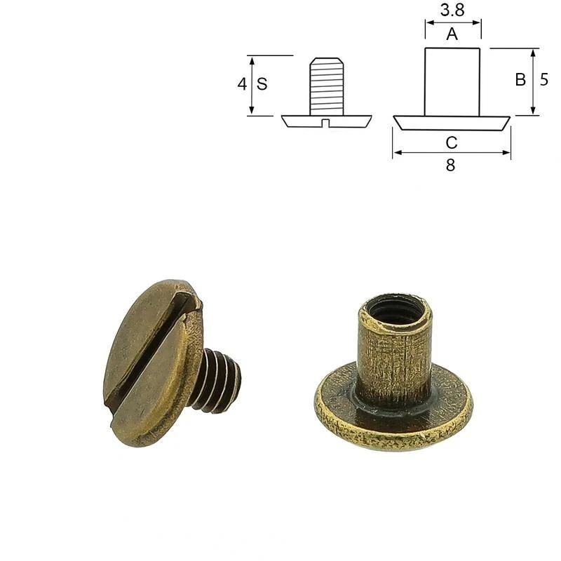 KURZWAREN DIREKT 10 Stück Buchschrauben Chicagoschrauben 5mm schmal messing Buchschraube rund
