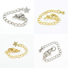 4 X  BRASS CABLE EXTENDER CHAIN LOBSTER CLASP 18K GOLD / PLATINUM PLATED