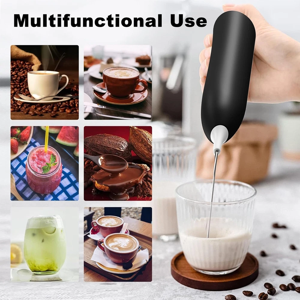 Milk Frother Rechargeable, Handheld Milk Frother, Electric Whisk Beater Foam ...