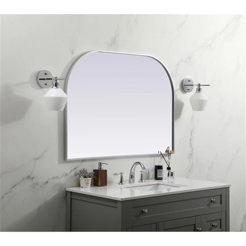 Elegant Decor Blaire 42x30" Arch Modern MDF Wood/Iron Mirror in Silver - Picture 9 of 9