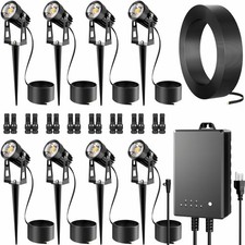 8 Pack Low Voltage Landscape Spot Lights with 60W Transformer  65FT Cable