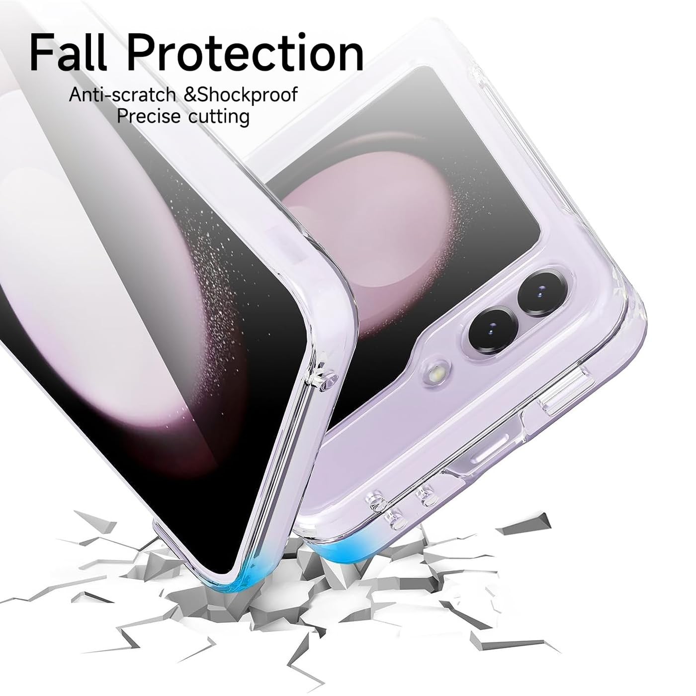 Coque rigide Galaxy Z Flip 5 transparente pour usage quotidien avec protection écran intégrée - 4