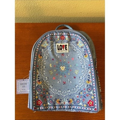 Brighton Blue Bandana 'LOVE' Mini Backpack with Floral Accents Paisley NWT