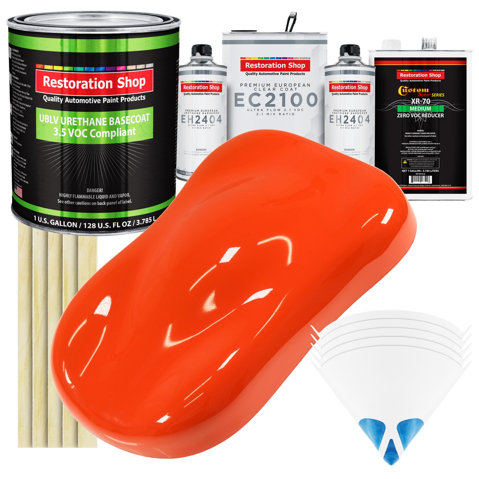 Speed Orange Low VOC Urethane Basecoat Gallon Kit with European Clear Coat