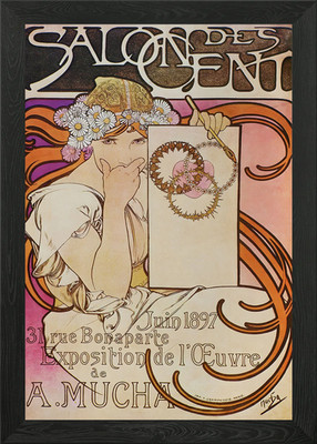 Alphonse Mucha Jugendstil gerahmtes Wandbild Poster Leinwanddruck Bild