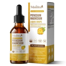 Magnesium Glycinate Liquid Plus Vitamin C & Zinc Potassium Support Mood, Nervous