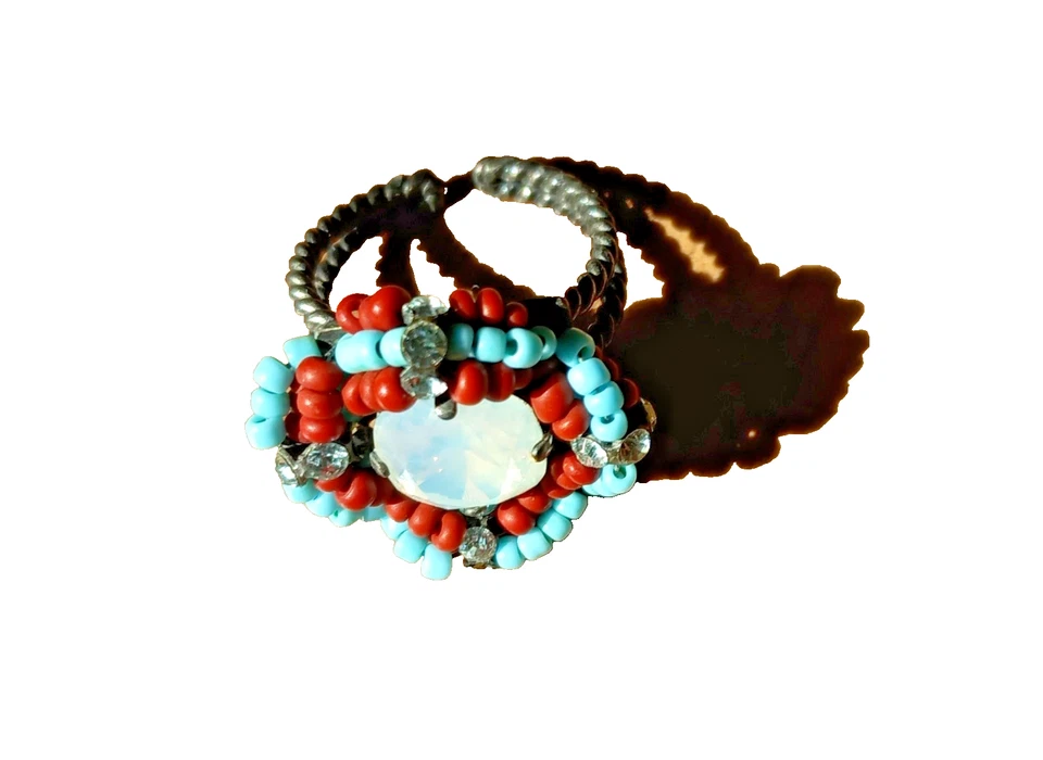 Konplott Ring aus der Serie "African Glam", Kristallstein, Perlen türkis/braun - Bild 2 von 2