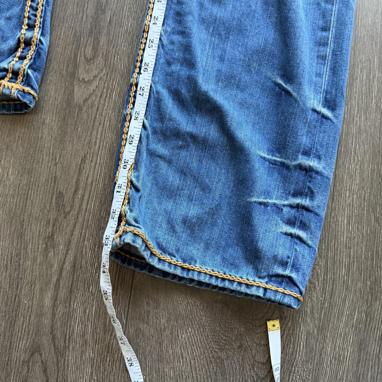 Y2K True Religion Jeans Mens 36x34 Blue Relaxed Straight Contrast Stitch Denim thumbnail 8