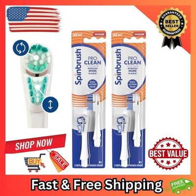 #ad #ad Spinbrush Pro Clean Replacement Heads Medium Bristles2 Count Pack of 1 USA $13.49