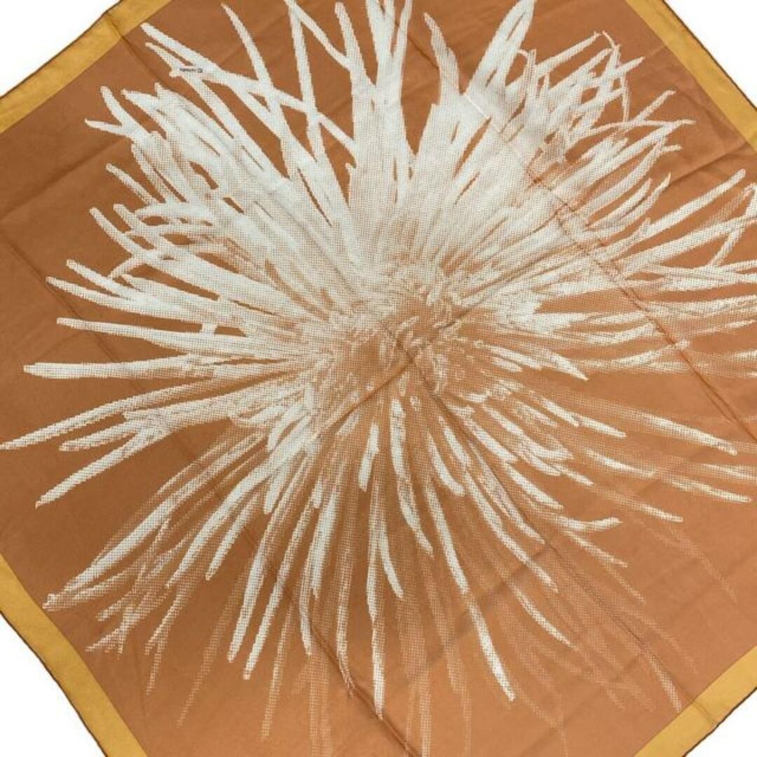 Hermes Carre90 Scarf Orange White Floral Sheer Silk