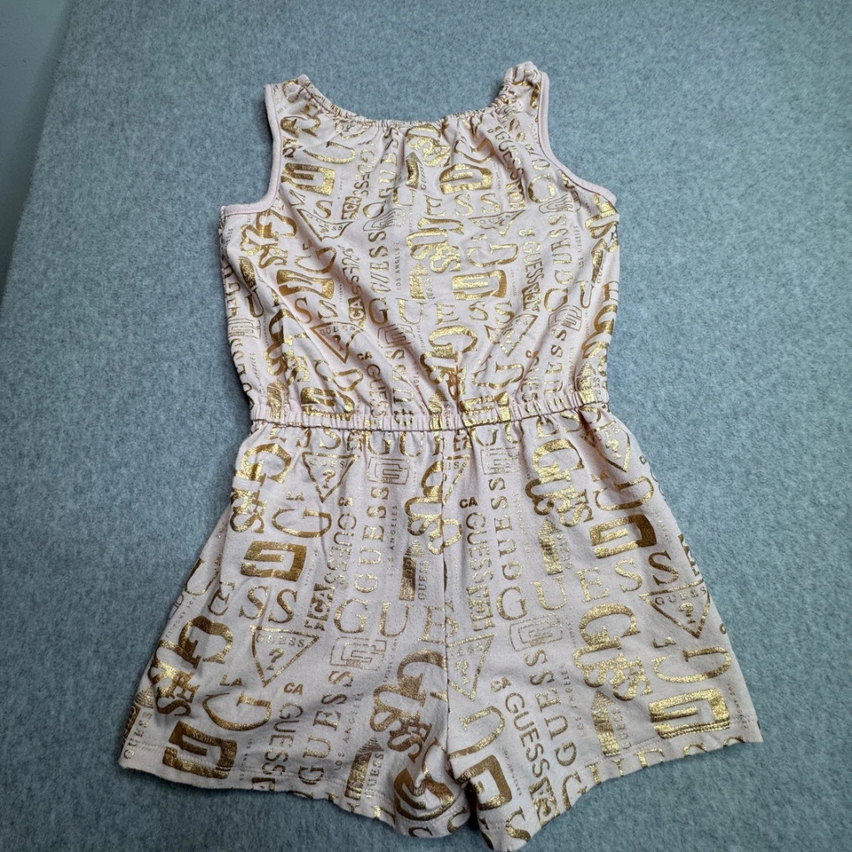 Mameluco rosa Guess Kids estampado de logotipo dorado sin mangas de una pieza talla 10 Foto 4 de 4