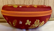 Brighton Butterfly Eyeglass Sunglass Hard Case Red Fabric Zipper Closure EUC