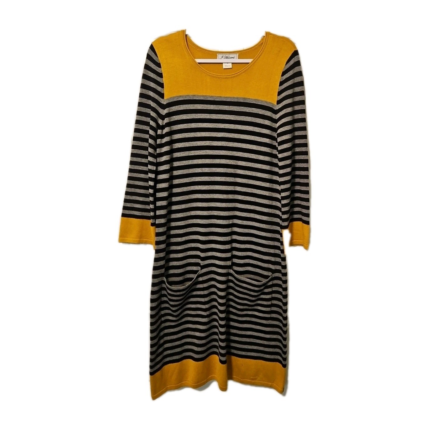 J Howard sweater dress womens small pockets striped studious academia collegiate