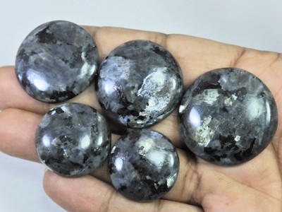 322Cts. Natural Larvikite Round Shape Cabochon Loose Gemstone 5Pcs Lot r232