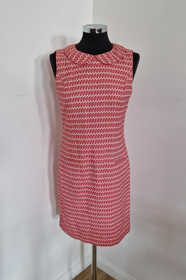 Kew 159 rot weiß Kleid Gr. S Peter Pan Kragen Retro Mini NEU Etuikleid 
