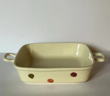 Vietri Italian Rectangle Ceramic Baking Dish Ivory/ Dots 9.5 X 8 Inches