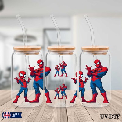 Spider Man and Son UV DTF Aufkleber - 16oz Libbey Dose Glasfolie zs31