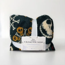 Nightmare Before Christmas Printed Sherpa Throw  50x60 Polyester Skulls Green