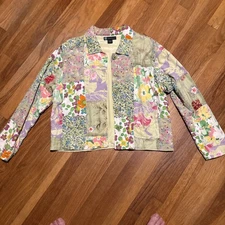 Quilted Cotton Patchwork Jacket Handmade Cotton Women's M/L Granny Core Grandma