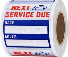 Oil Change Service Reminder Stickers 2x2 Inch, Premium Quality, 20 Color: Blue