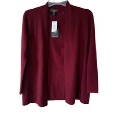 NEW Charter Club Cashmere Luxury Burgundy size XS Open Cardigan
