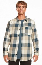 Camisa Quiksilver Orgánica Azul Madre Mosca Cuadros Abotonada, Off White/Azul, XL