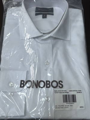 Bonobos Daily Grind Textured White Button Down Shirt 17 X 33