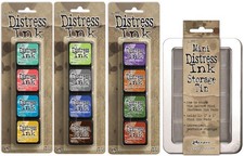 Ranger Tim Holtz Distress Mini Ink Pad Kits with Storage Tin - 13, 14, 15
