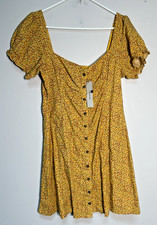 NEW KIMCHI BLEU Urban Outfitters Womens Smocked Dress Button Large Milkmaid