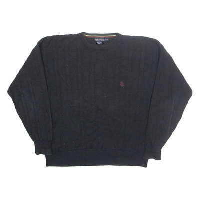 NAUTICA Herren Pullover schwarz Zopfmuster L
