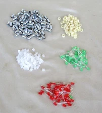 Chrome Plastic Silver Bezel LED Holder Panel Mount Nut Base & LED's 100 Pcs.