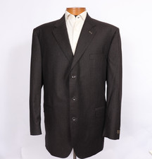 Jos A Bank Signature Suit Jacket Blazer 50L Mens Wool Char Black Pins 3 Btn NWT