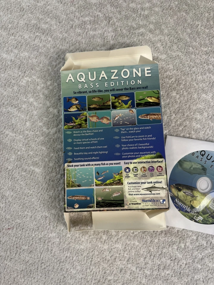 Aquazone Bass Edition PC Mac Screensaver Complete Box CD Manual Realistic Fish - Image 2 of 2