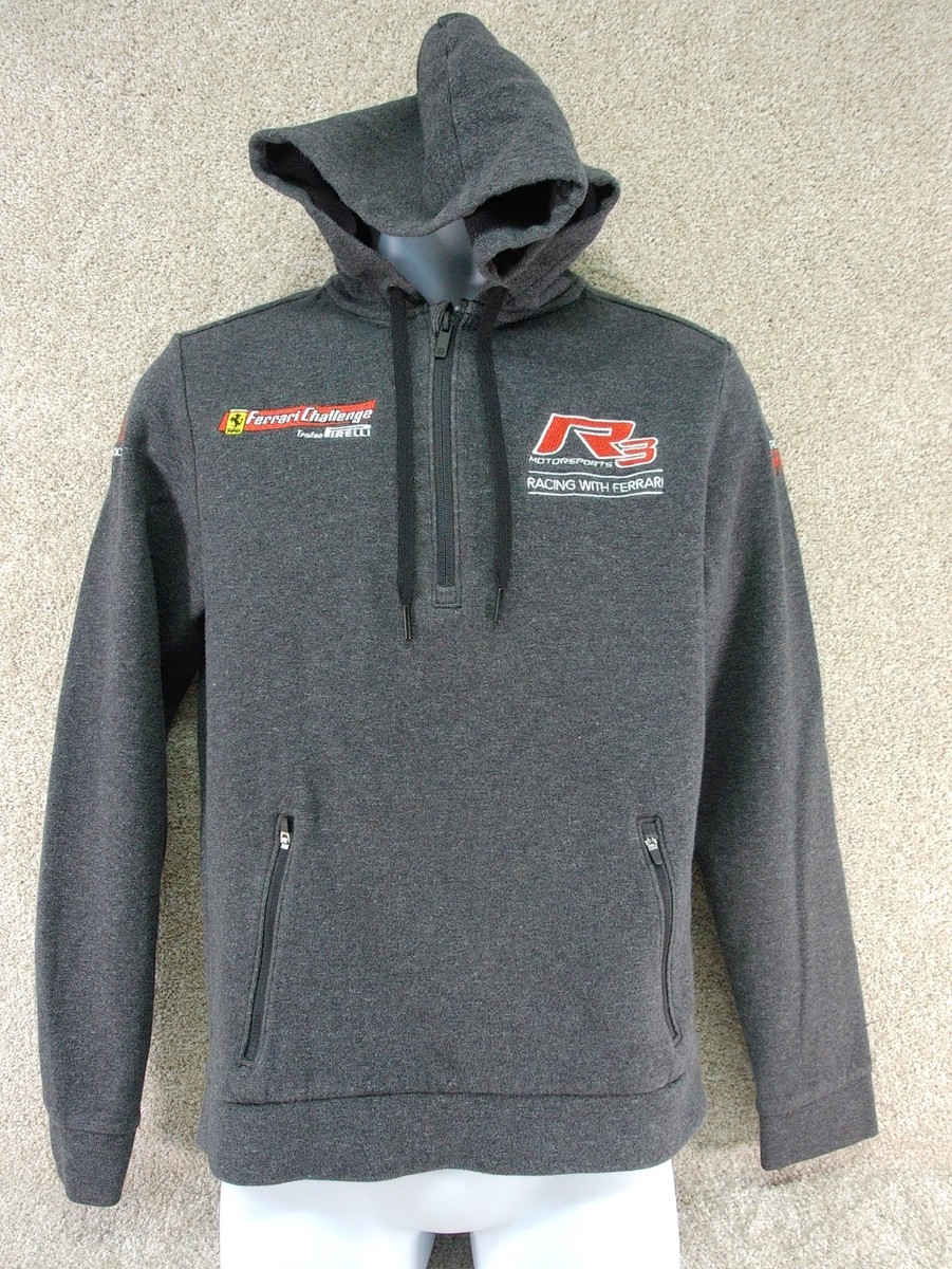 R3 Motorsport Racing with Ferrari Hoodie sweatshirt Gray size Small