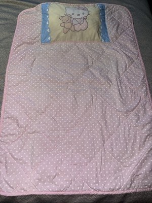 vintage Hello Kitty branded quilted baby blanket built-in pillow