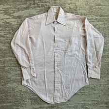 Vintage 70s Arrow Kent Collection Pink Button Up Men s 15-33 Sanfordized L/S USA