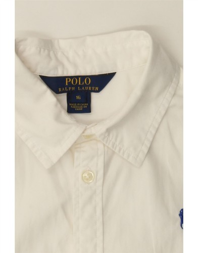 POLO RALPH LAUREN camicia smanicata bambina 15-16 anni bianco sporco cotone BN04 - Foto 3 di 3