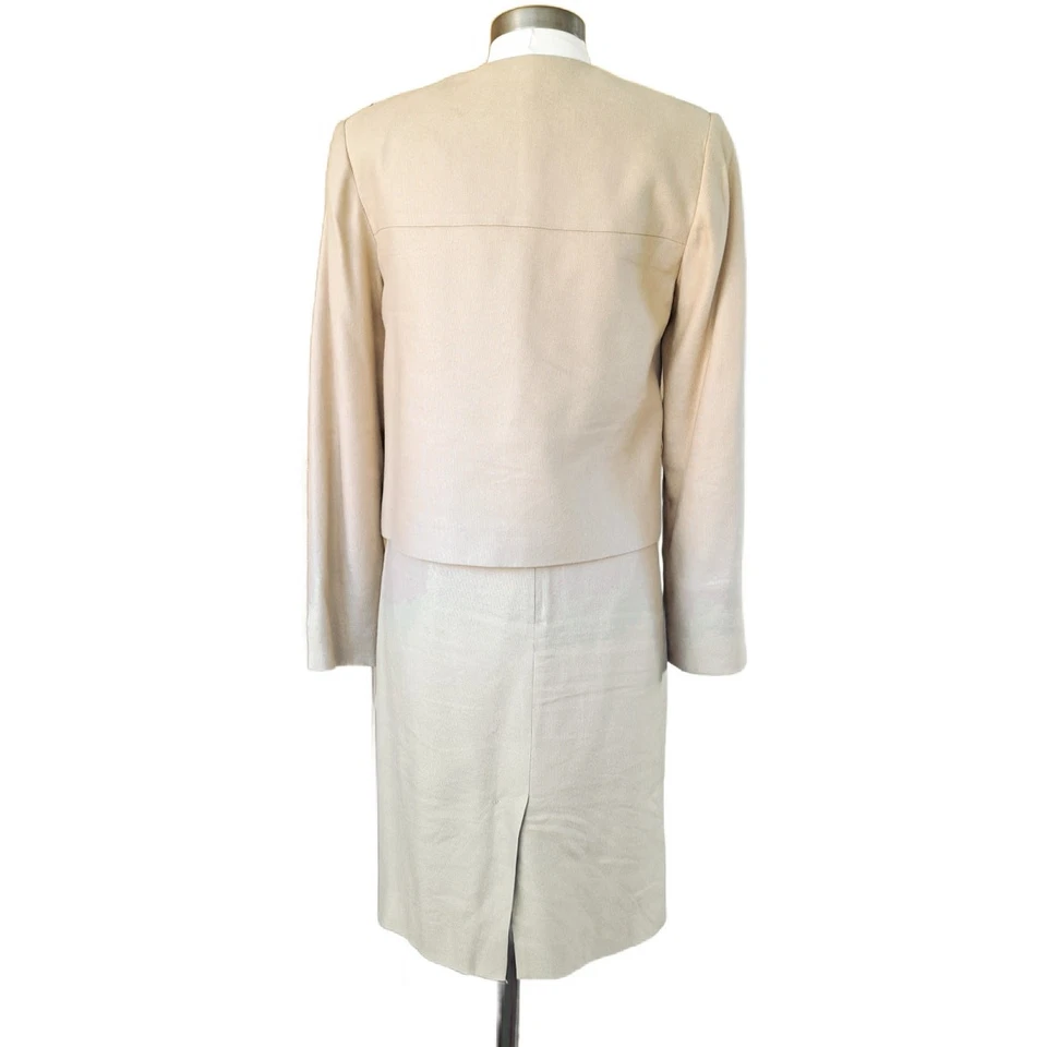 Calvin Klein 2 件套亚麻混纺裙套装 6 码棕褐色米色 — 第 4/4 张图片