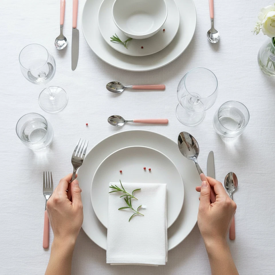 EME Brio cubiertos 24 piezas acero inox rosa claro diseño italiano - Imagen 2 de 4