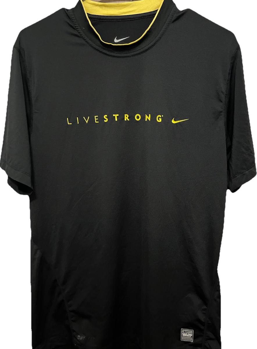 Nike Livestrong Pro Combat Dri-Fit Shirt. Black with Yellow. Size